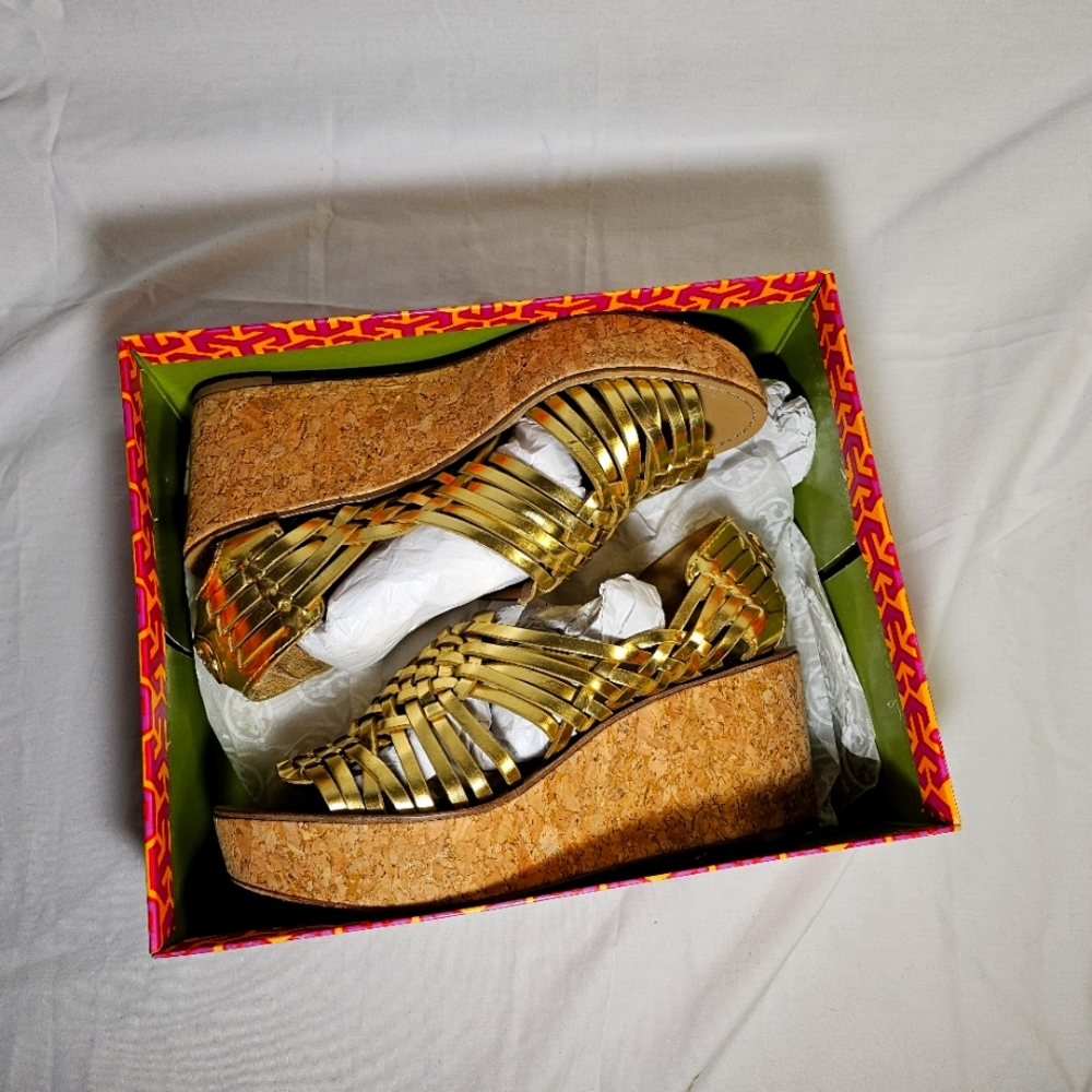 Tory Burch Gold Wedge Sandals